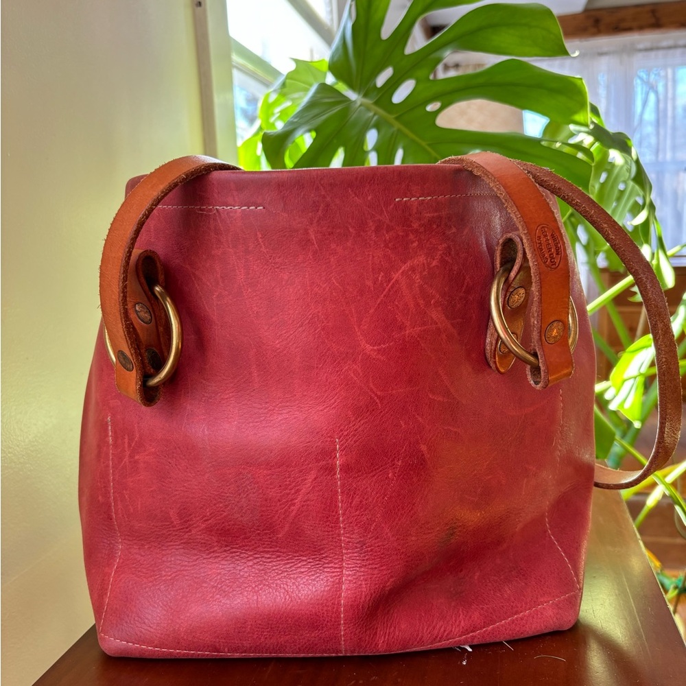 Wilson Copper Dot Wyoming Leather Tote Red Bag